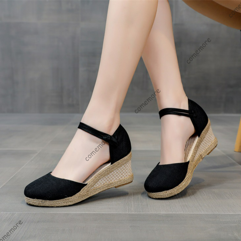 Espadrille Sandal Women - Comemore Sandal Hak Tinggi Sepatu Musim