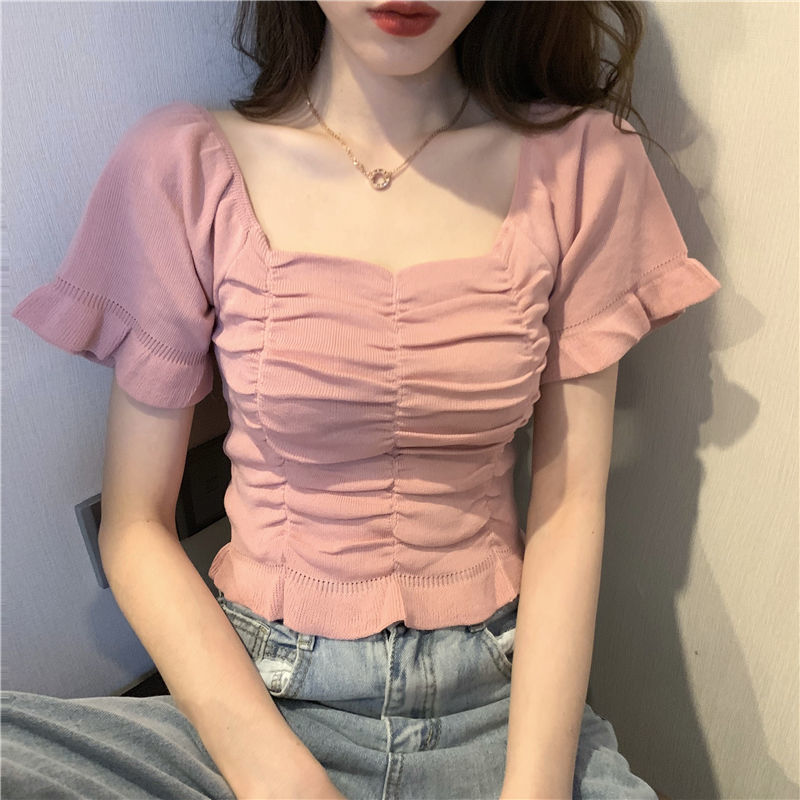 Summer Clothing For Teens - Blus Rajut Wanita Model Ruffle Elegan