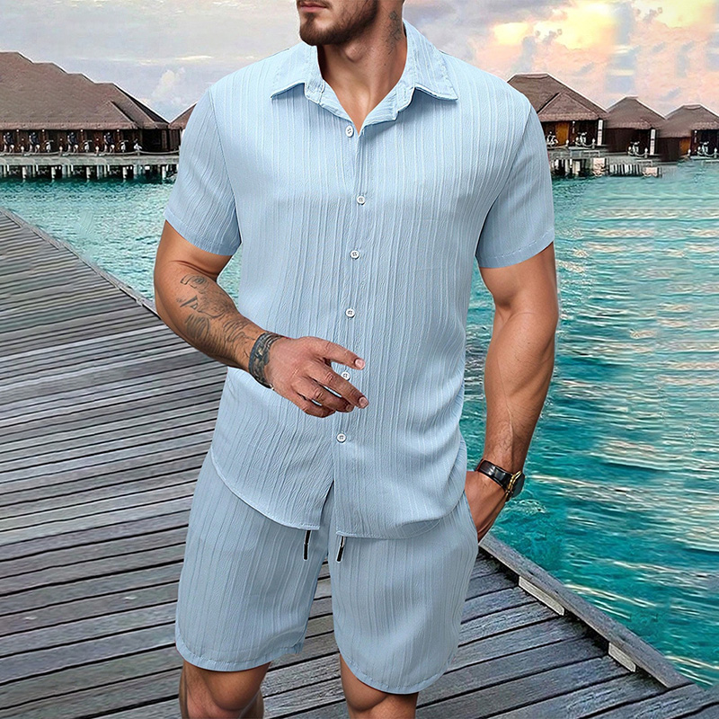 Summer Clothing Haul - Setelan Kemeja Lengan Pendek Kerah Lipat
