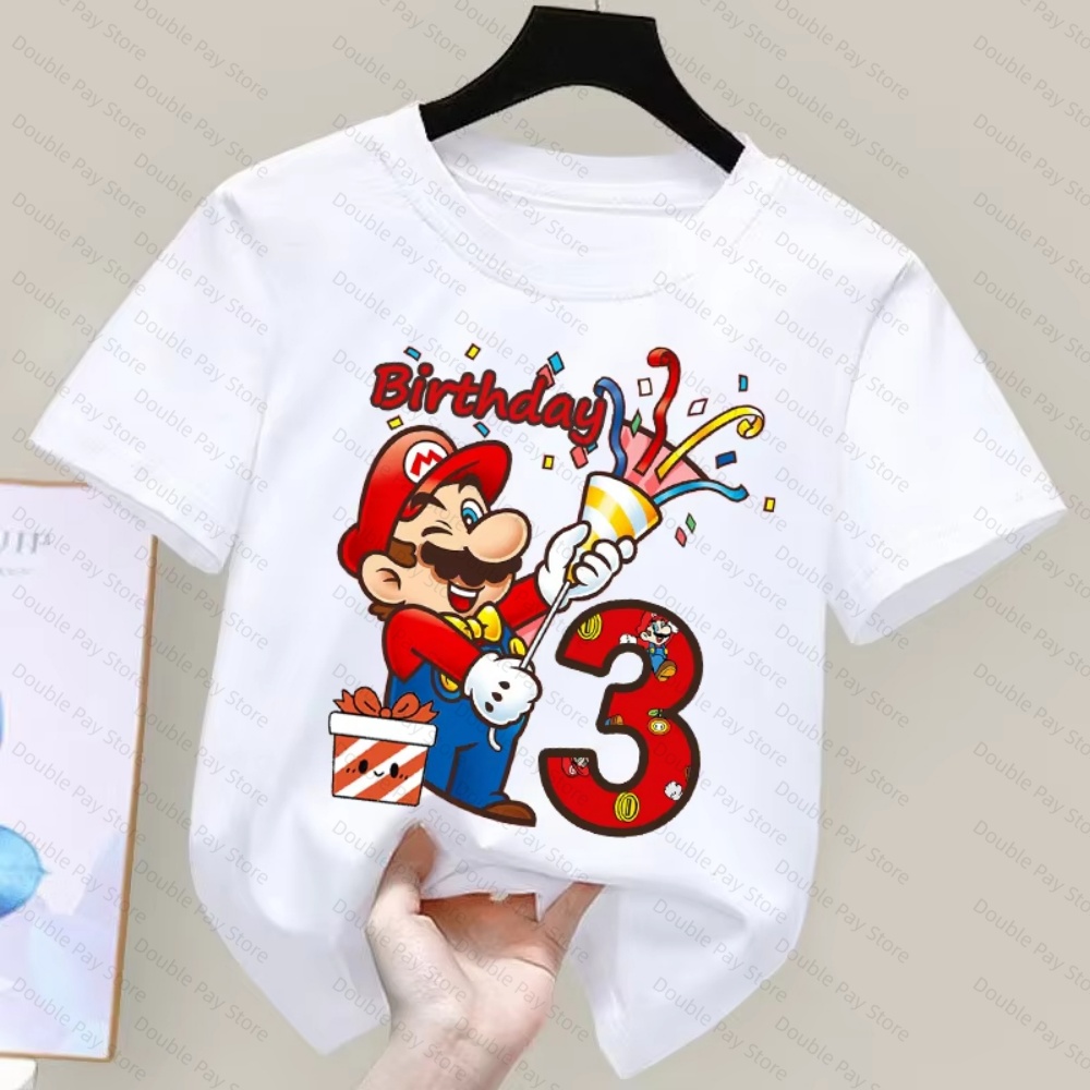 Summer Clothing Boys - Kaos Anak Motif Kartun Mario dengan