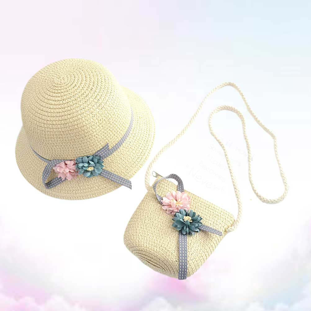 Beach Bag Straw - 1Set Topi Jerami dan Tas Anak