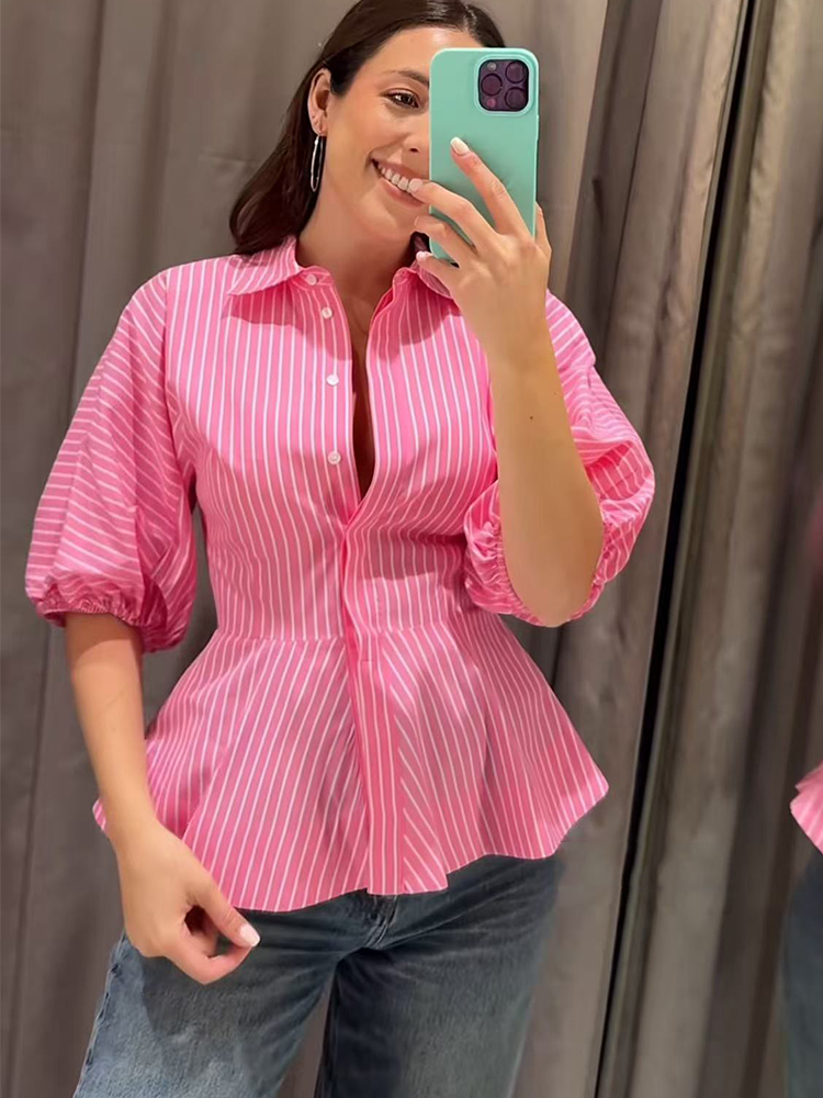 TFMLN Kemeja Bergaris Wanita K - Summer Clothing For Teens ulasan dan harga