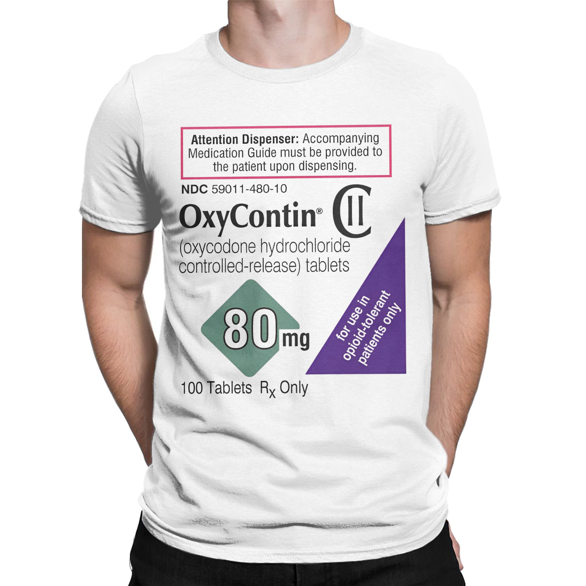 Oxycontin Kaus Pria Label 80Mg - Summer Clothing Label ulasan dan harga