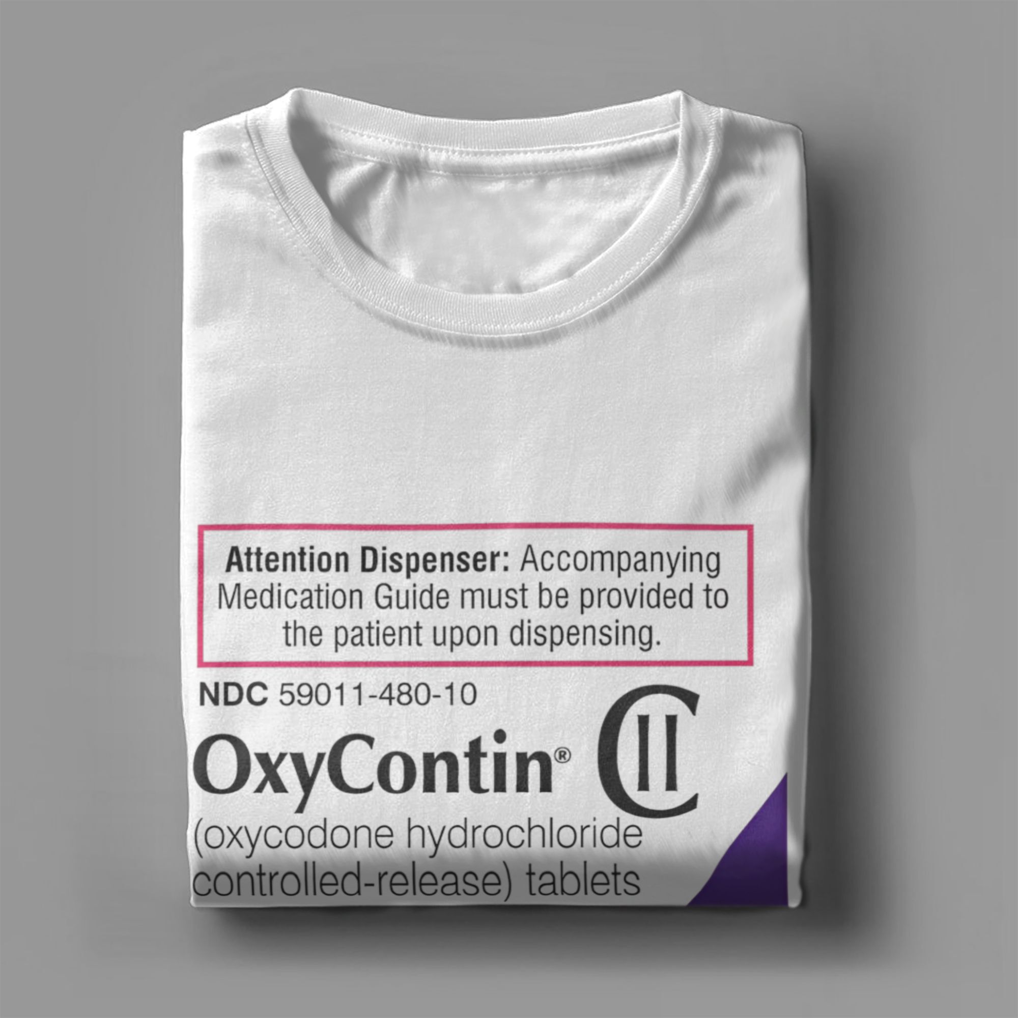 Oxycontin Kaus Pria Label 80Mg - Summer Clothing Label ulasan dan harga