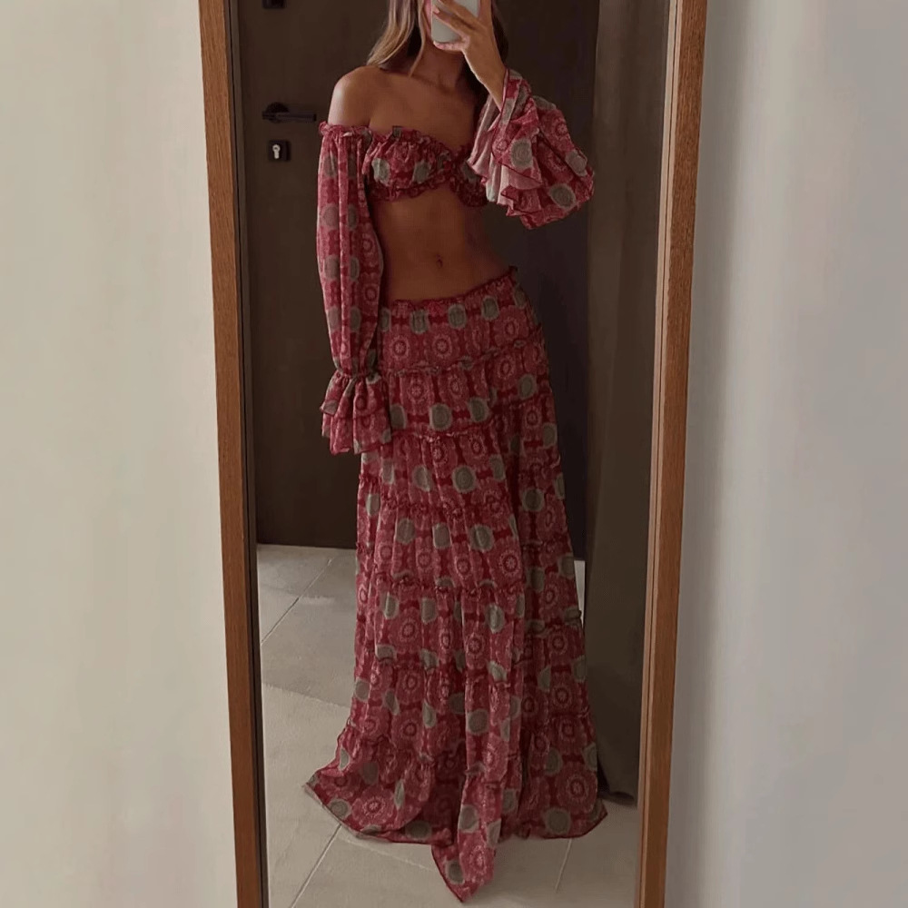 Set Rok Cetak Vintage Dua Poto - Summer Clothing Accessories ulasan dan harga