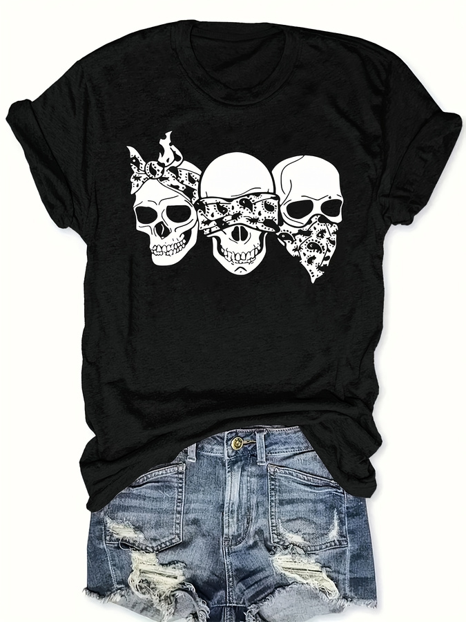 Kaos Tengkorak Kartun Happy, L - Summer Clothing Trends 2026 ulasan dan harga