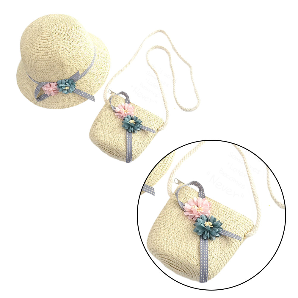 1Set Topi Jerami dan Tas Anak  - Beach Bag Straw ulasan dan harga