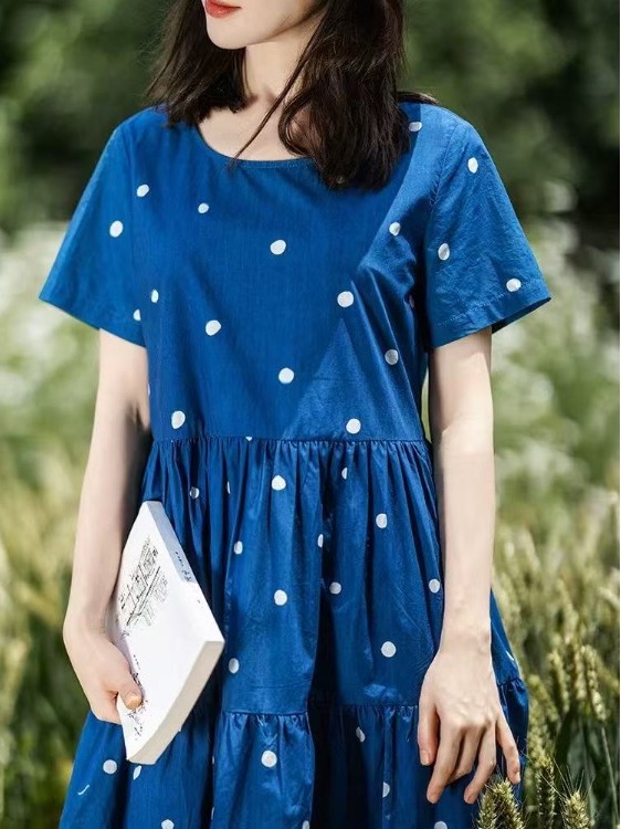 Gaun Motif Bunga Katun Murni B - Summer Clothing Label ulasan dan harga