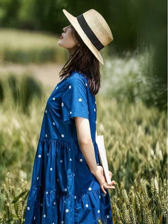 Gaun Motif Bunga Katun Murni B - Summer Clothing Label ulasan dan harga