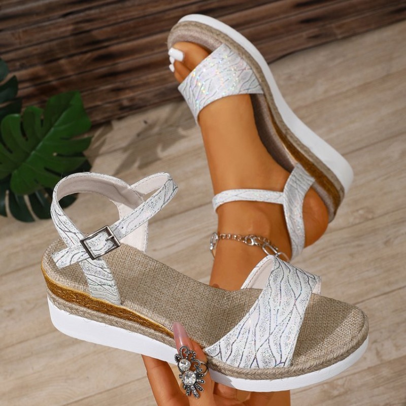Sandal Wedge Wanita Putih Hak  - Espadrille Sandal Women ulasan dan harga